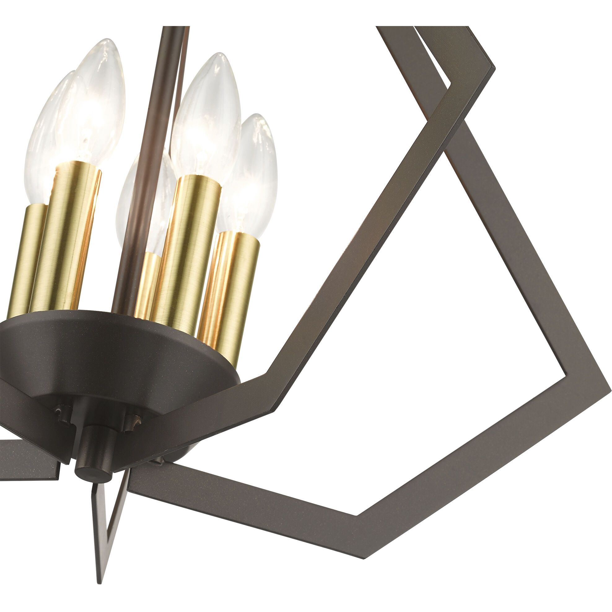 Prism 5 Light 20 inch English Bronze with Antique Brass Finish Accents Chandelier Ceiling Light