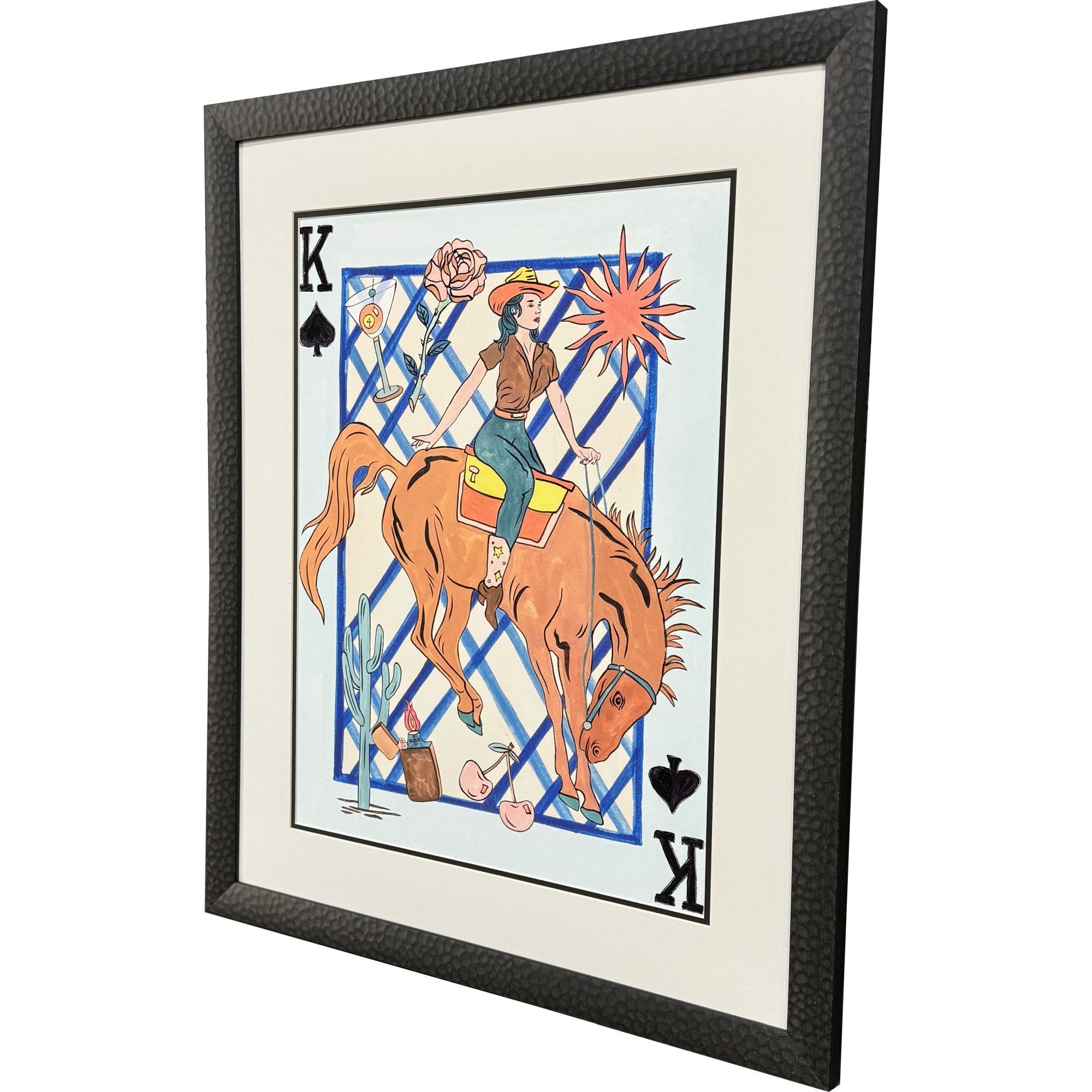 Range Rider Brown and Blue and Red Framed Art