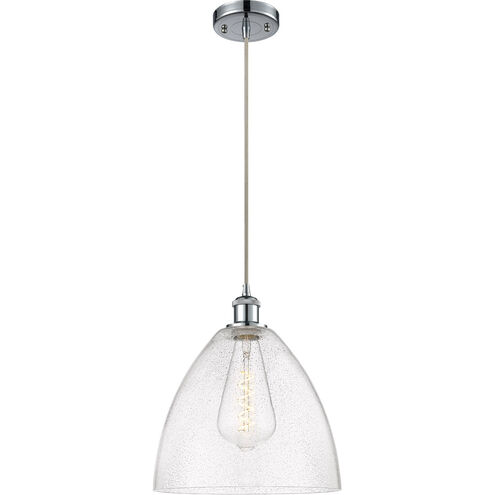 Ballston Dome 1 Light 12 inch Polished Chrome Mini Pendant Ceiling Light in Seedy Glass