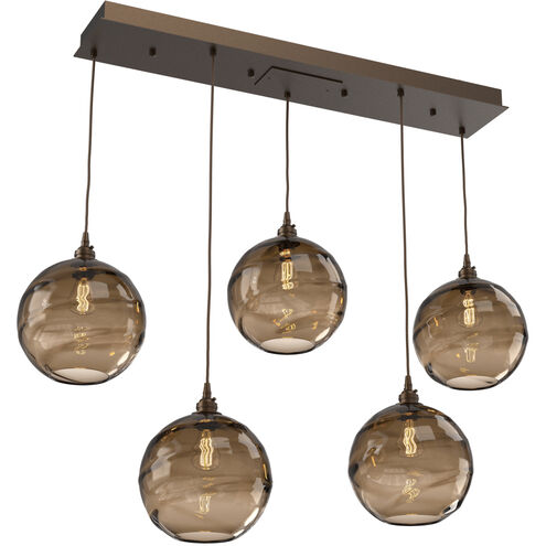Terra 5 Light Flat Bronze Linear Pendant Ceiling Light in Terra Bronze, Multi-Port
