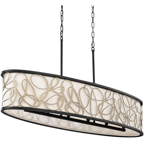 Scribble 6 Light 48 inch Matte Black Linear Pendant Ceiling Light, Smithsonian Collaboration