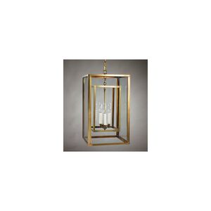 Transitional 3 Light 12 inch Raw Brass Hanging Lantern Ceiling Light in Clear Glass