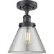 Cone 1 Light 7.75 inch Matte Black Semi-Flush Mount Ceiling Light