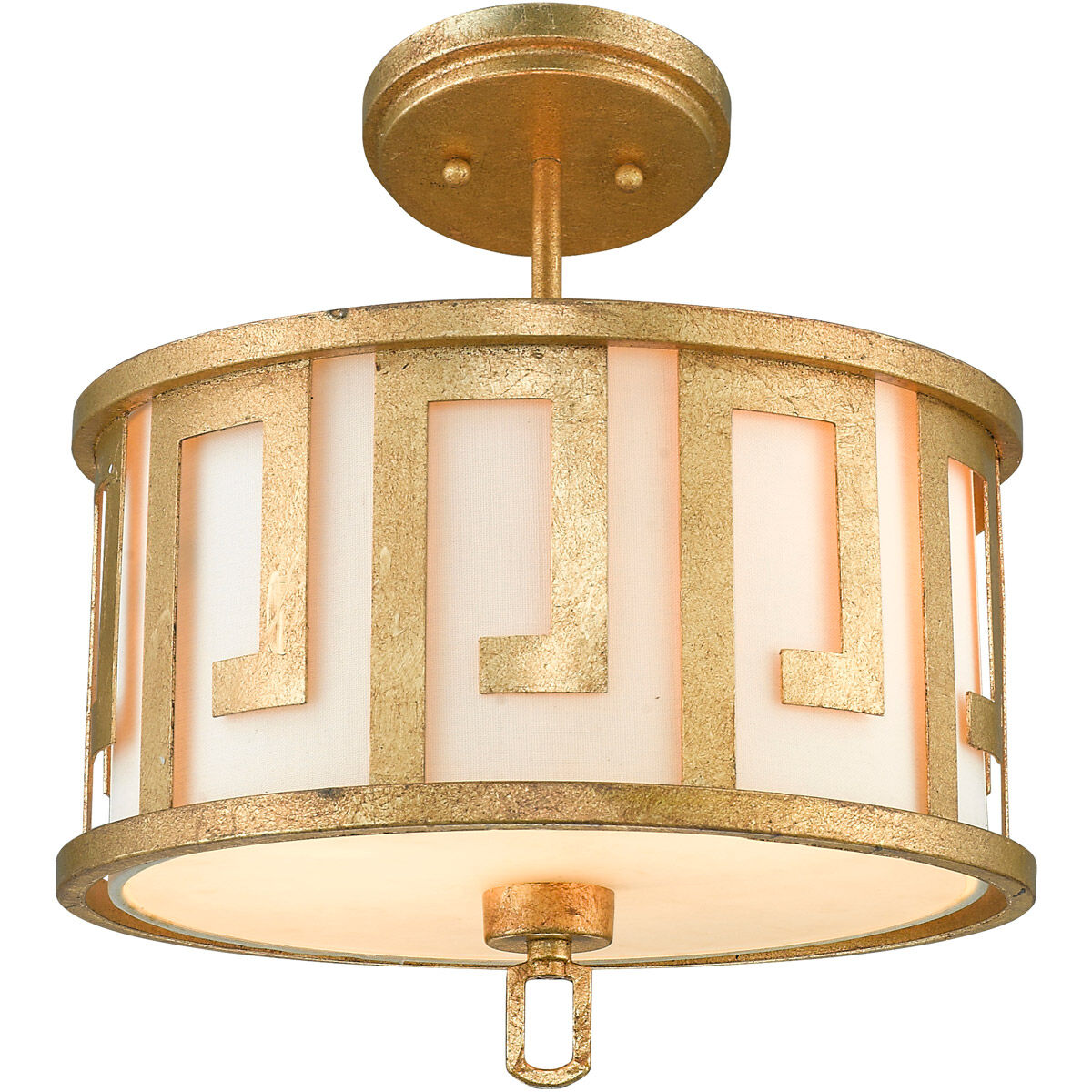 Lemuria 2 Light 15 inch Distressed Gold Pendant Convertible Semi-Flush Ceiling Light, Gilded Nola