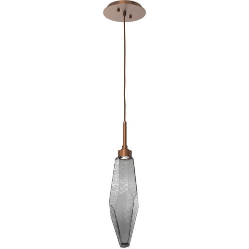 Rock Crystal LED 4.2 inch Burnished Bronze Pendant Ceiling Light in 3000K LED, Chilled Smoke