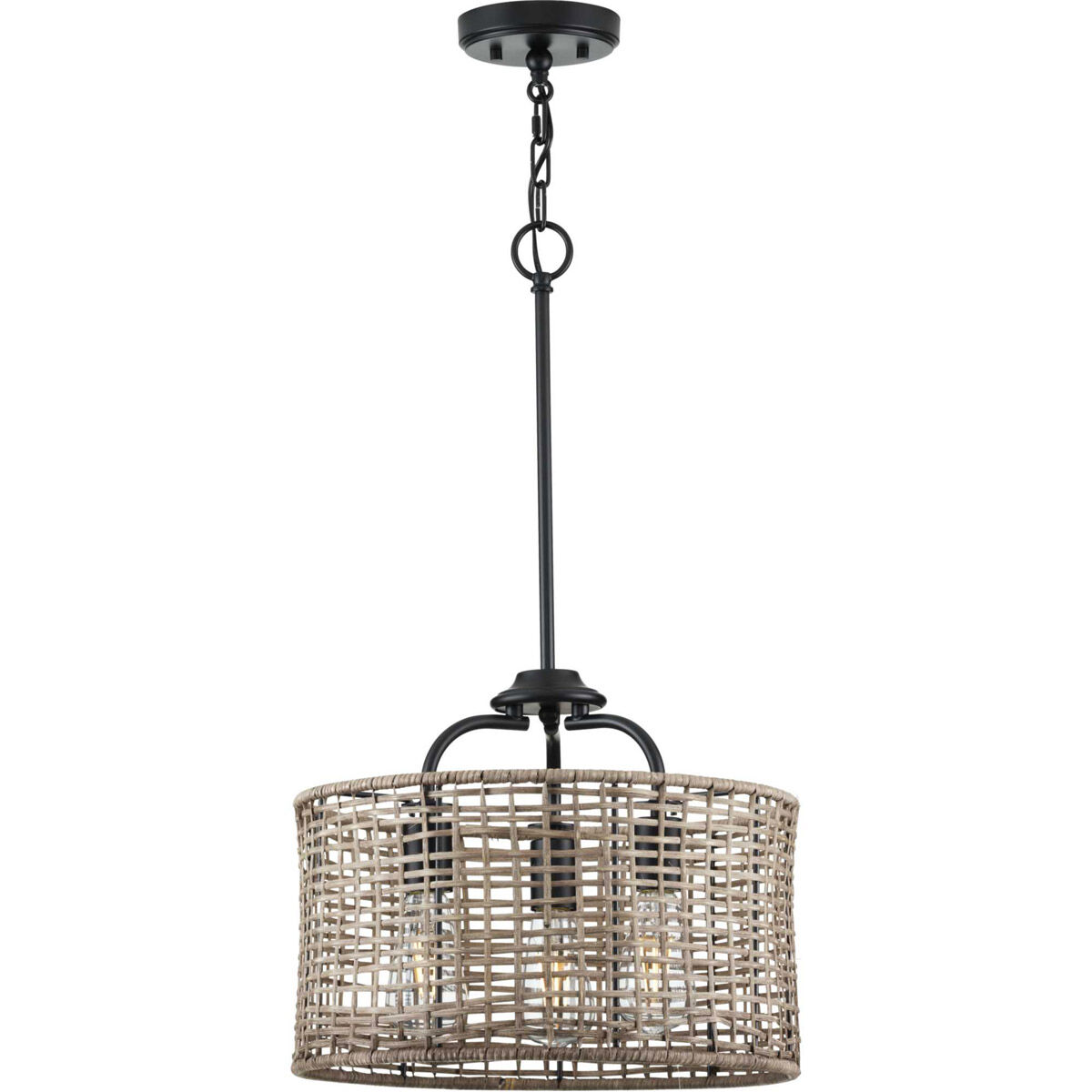 Lavelle 3 Light 16 inch Matte Black Semi Flush Mount Ceiling Light, Pendant Convertible