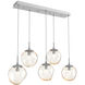 Aster LED LED Classic Silver Linear Pendant Ceiling Light in 3000K LED, Floret Inner - Amber Outer, Multi-Pendant