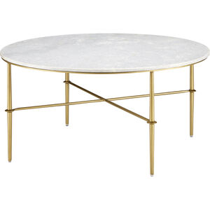 Kira 35.75 inch White and Antique Brass Cocktail Table
