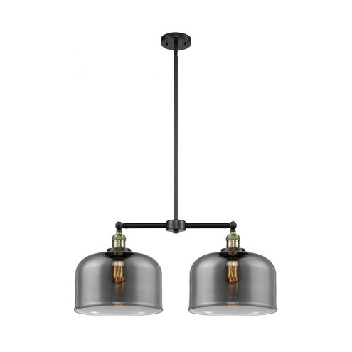 Franklin Restoration X-Large Bell LED 21 inch Black Antique Brass Chandelier Ceiling Light in Plated Smoke Glass, Franklin Restoration