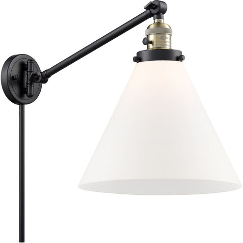 X-Large Cone 16 inch 3.50 watt Black Antique Brass Swing Arm Wall Light, Franklin Restoration