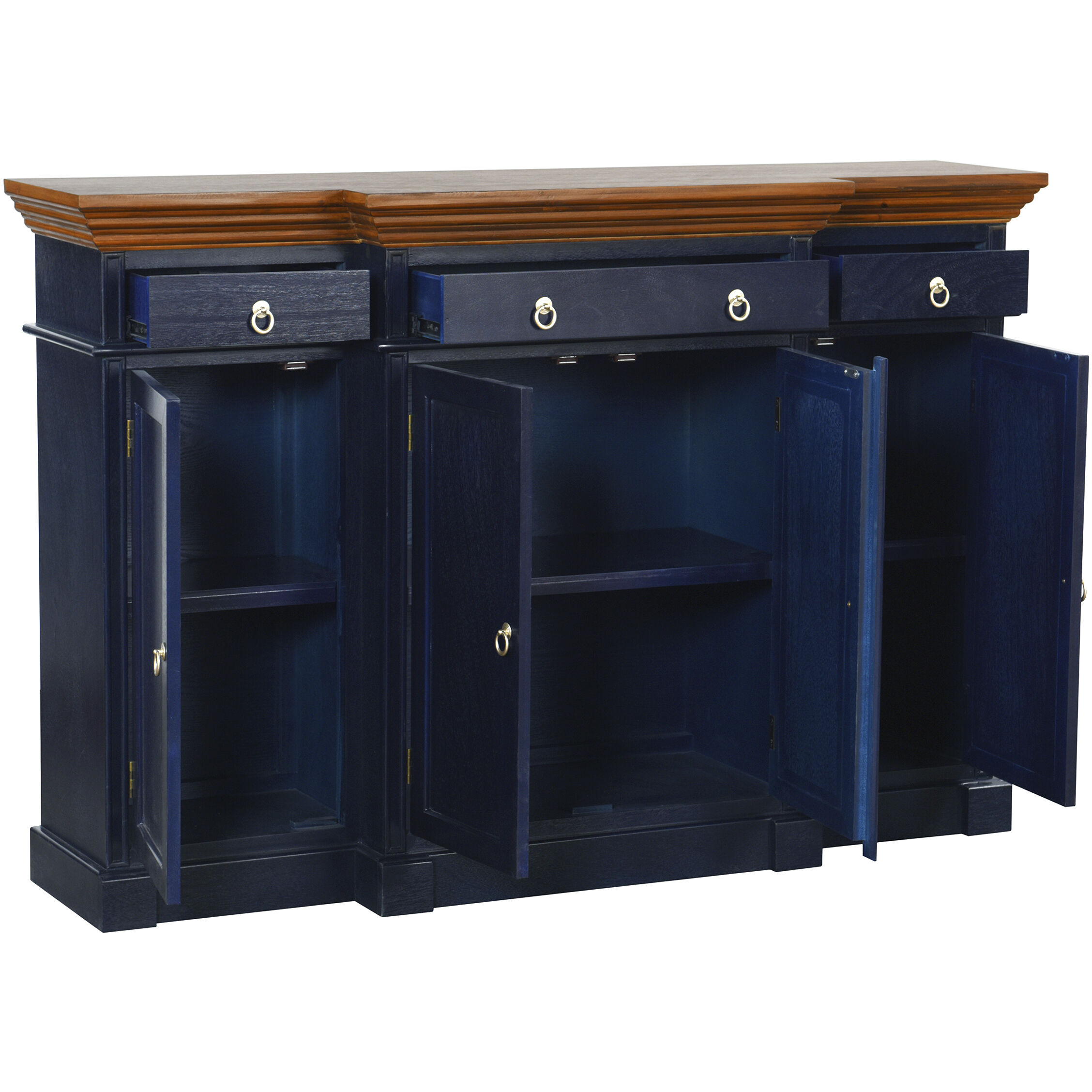 Cameron Dark Blue and Natural Wood Cabinet