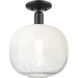 Downtown Urban Brookhaven Sphere 1 Light 10 inch Matte Black Semi-Flush Mount Ceiling Light in Opal Glass