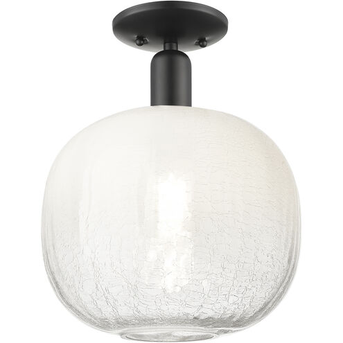 Downtown Urban Brookhaven Sphere 1 Light 10 inch Matte Black Semi-Flush Mount Ceiling Light in Opal Glass