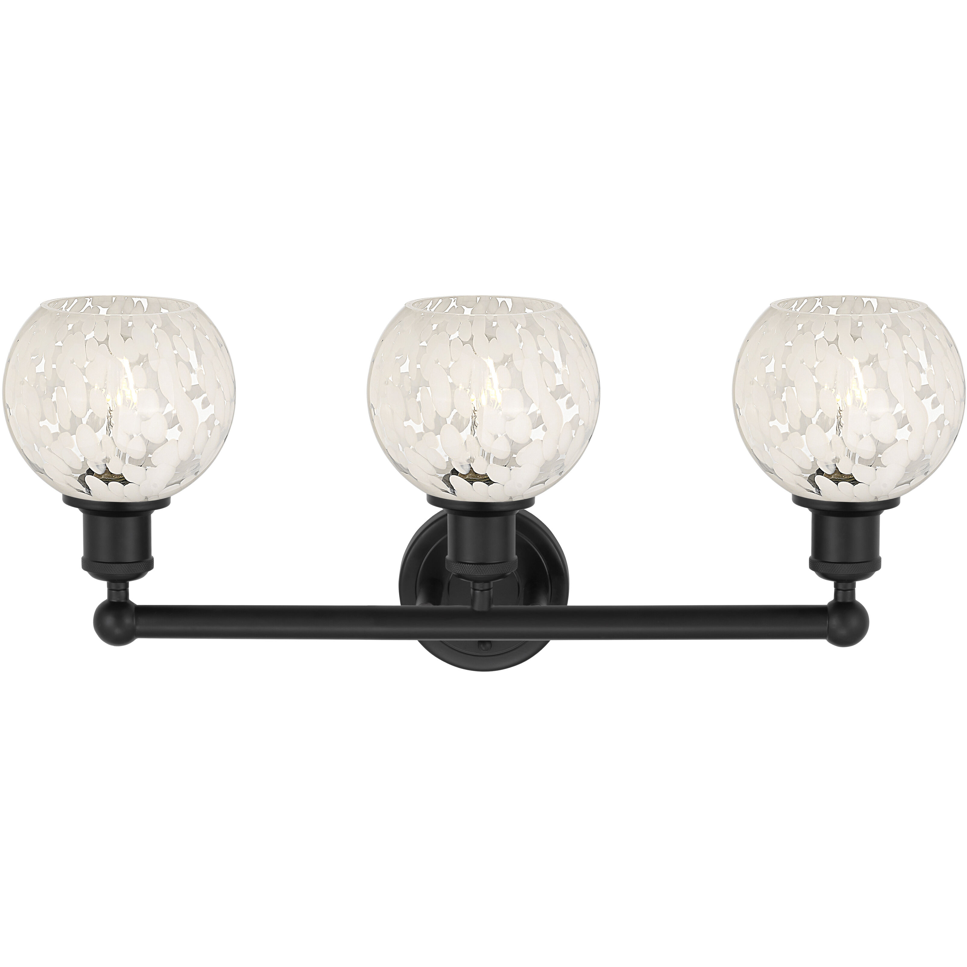 Edison White Mouchette 3 Light 24 inch Matte Black Bath Vanity Light Wall Light