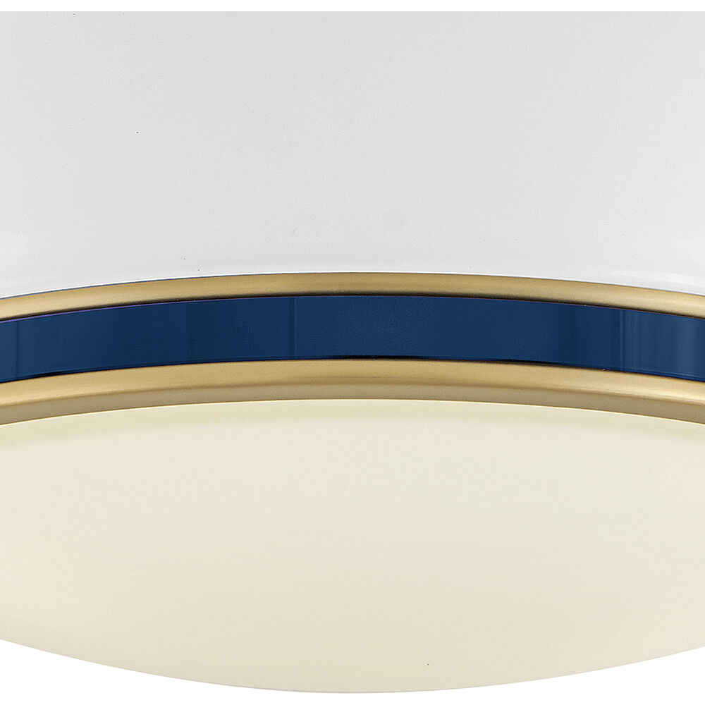 Barton 2 Light 14.25 inch Gloss White with Lacquered Brass and Vivid Navy Flush Mount Ceiling Light