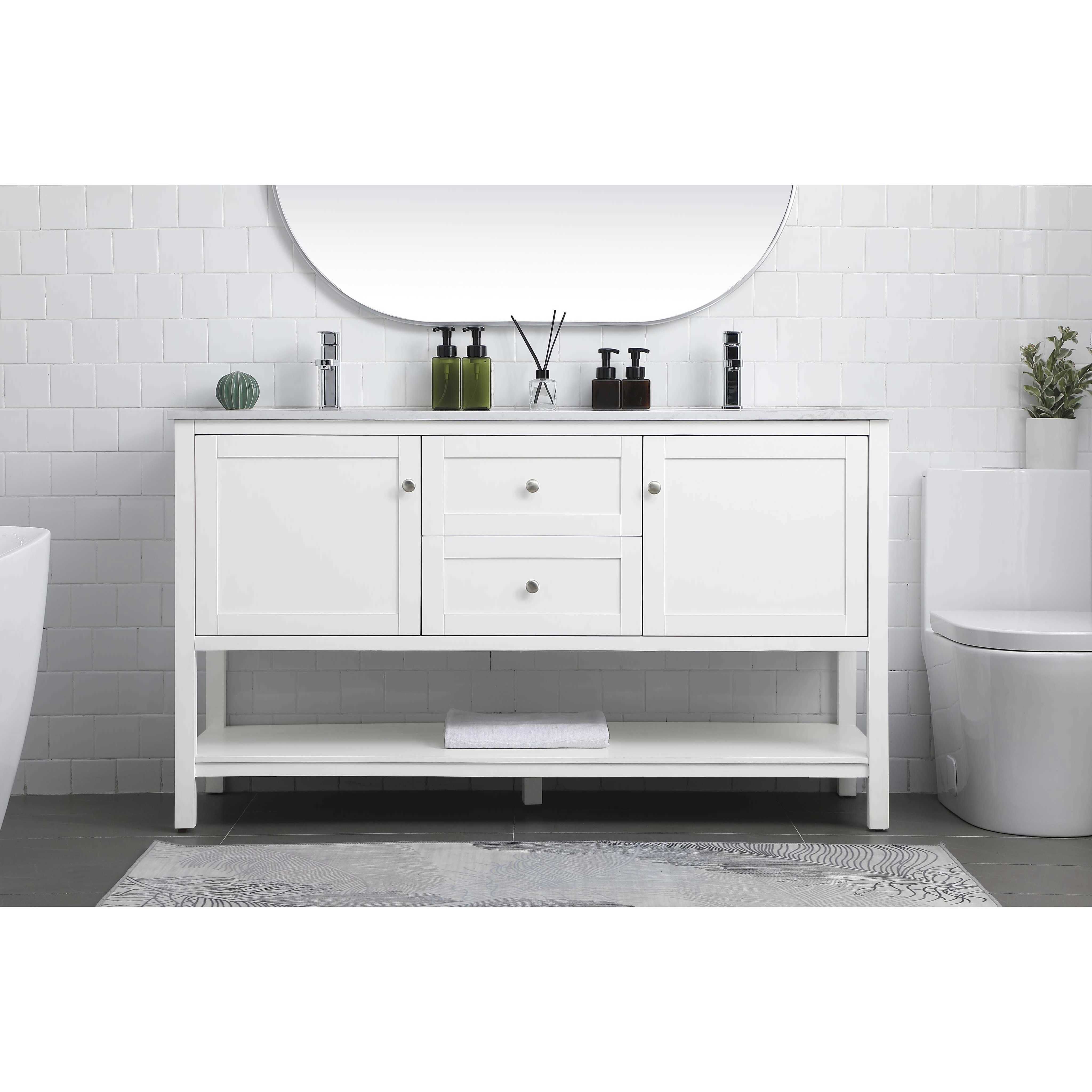 Heath 60 X 21.5 X 35 inch White Vanity Sink Set