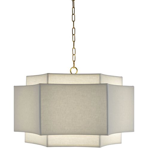 Hammond 2 Light 29 inch Antique Gold / White Linen / Natural Alabaster Pendant Ceiling Light