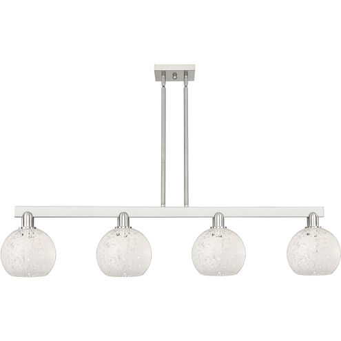 Arcadia White Mouchette Island Light Ceiling Light in Brushed Satin Nickel