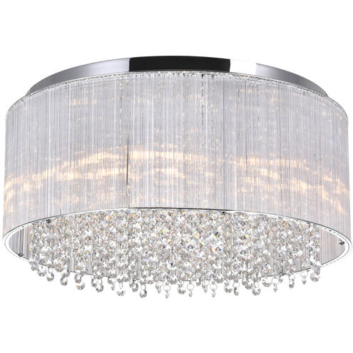 Spring Morning 9 Light 20 inch Chrome Drum Shade Flush Mount Ceiling Light