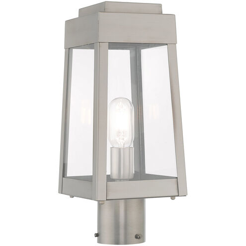 Oslo 1 Light 15 inch Brushed Nickel Outdoor Post Top Lantern