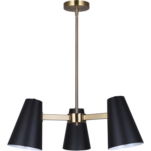 Harken 3 Light 23 inch Black/Gold Chandelier Ceiling Light