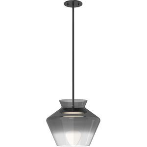 Trinity LED 13 inch Black/Smoked Pendant Ceiling Light in Smoked Glass