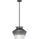 Trinity LED 13.13 inch Black Pendant Ceiling Light in Smoked Glass