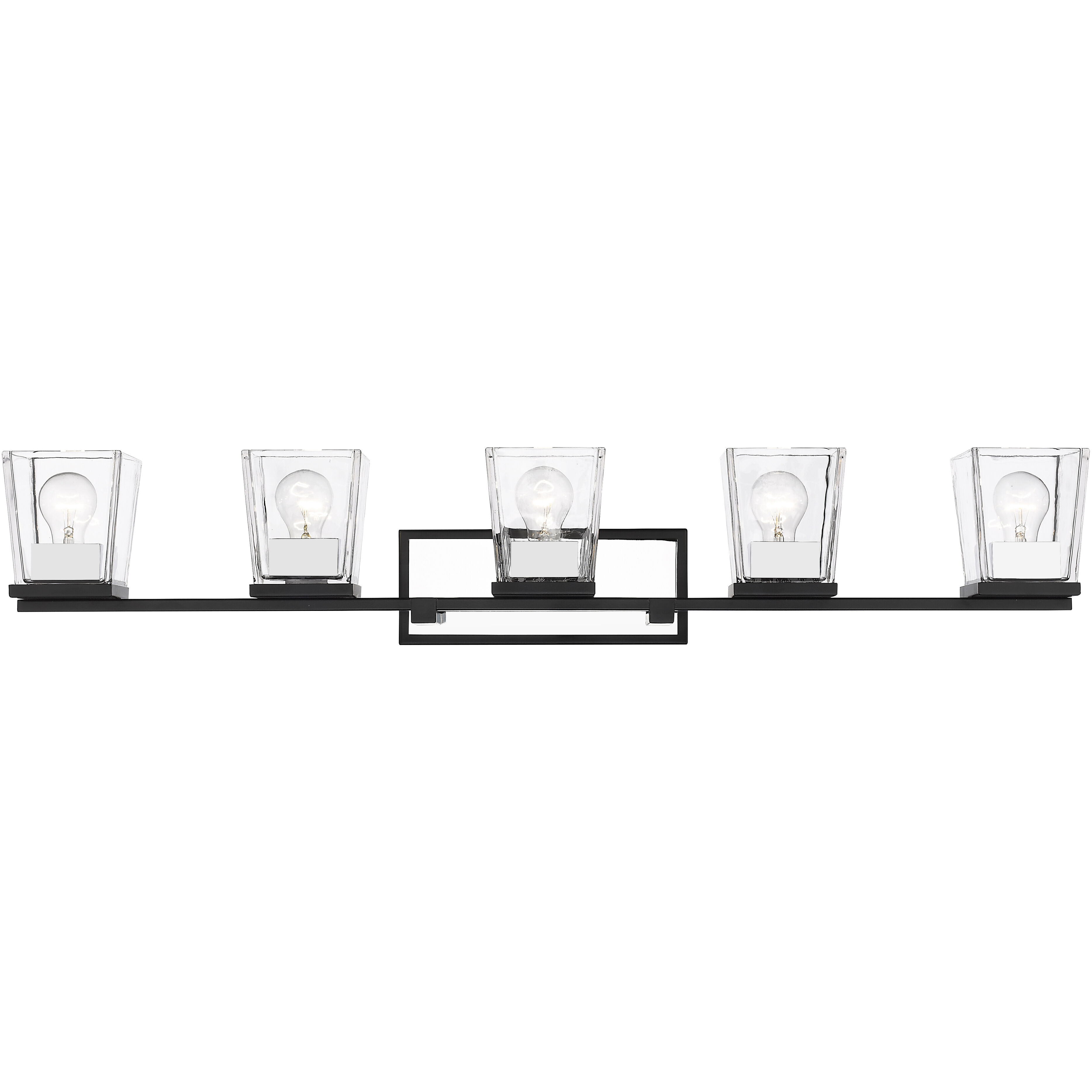 Bleeker Street 5 Light 42.5 inch Matte Black and Chrome Vanity Wall Light