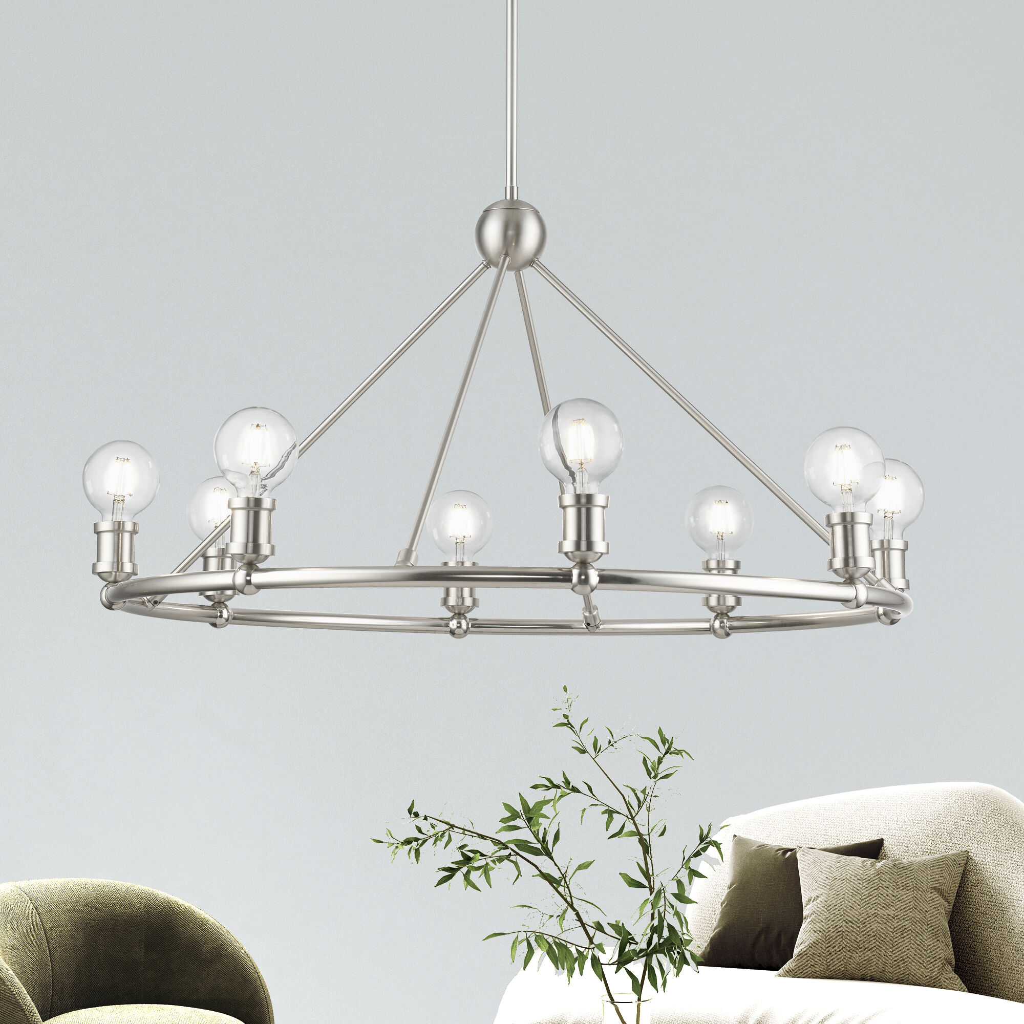 Lansdale 8 Light 34 inch Brushed Nickel Chandelier Ceiling Light