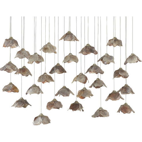 Catrice 30 Light 54 inch Silver/Contemporary Silver Leaf/Natural Shell Multi-Drop Pendant Ceiling Light