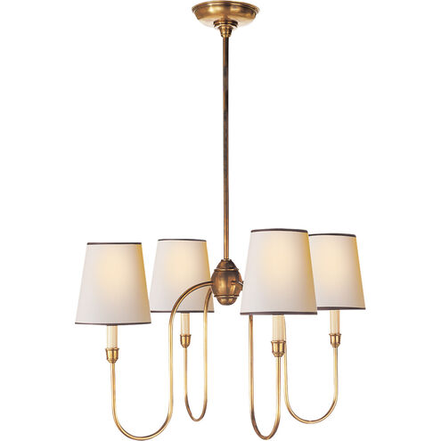 Thomas O'Brien Vendome 4 Light 26 inch Hand-Rubbed Antique Brass Chandelier Ceiling Light in Natural Paper with Black Trim