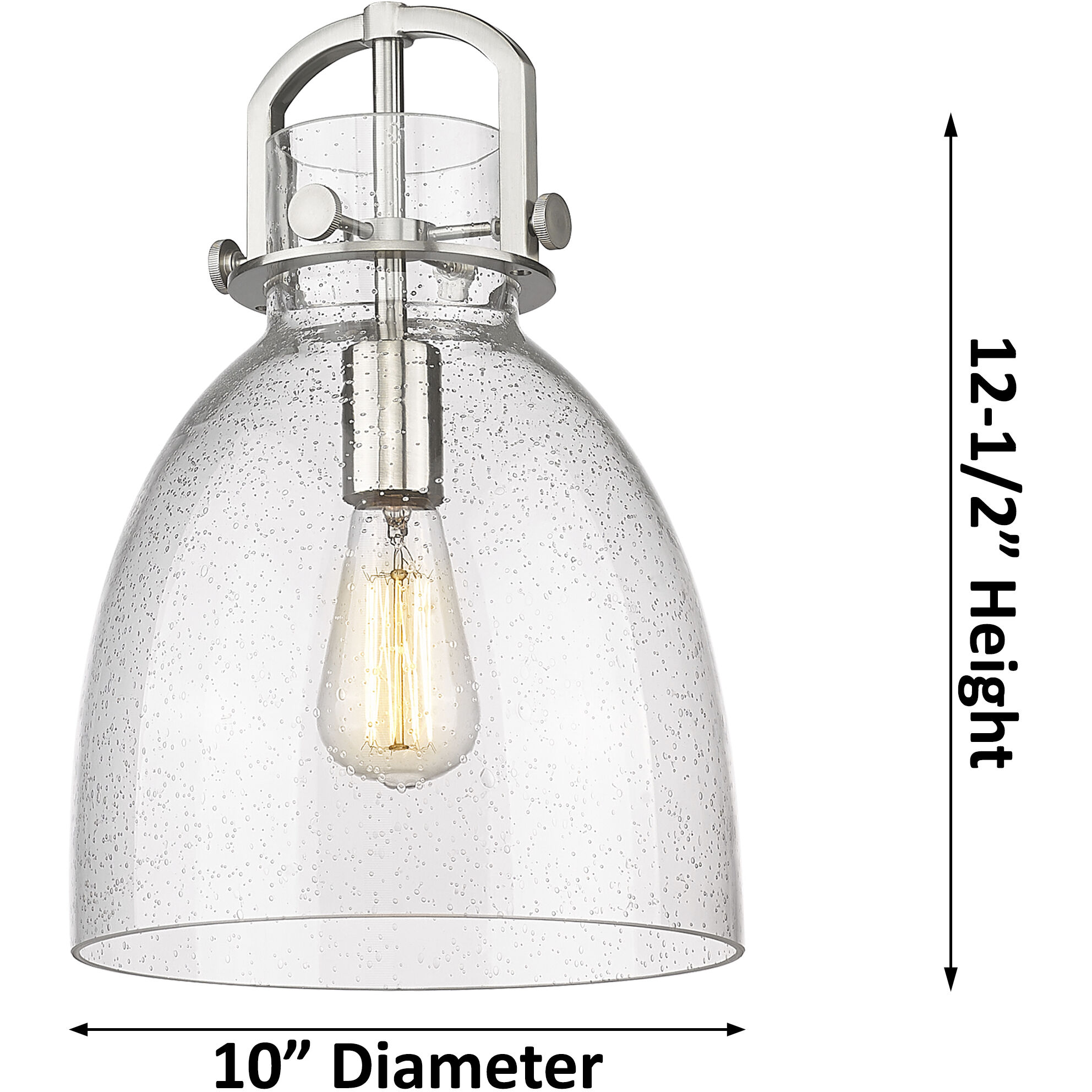 Newton Bell 1 Light 10 inch Satin Nickel Mini Pendant Ceiling Light in Matte White Glass