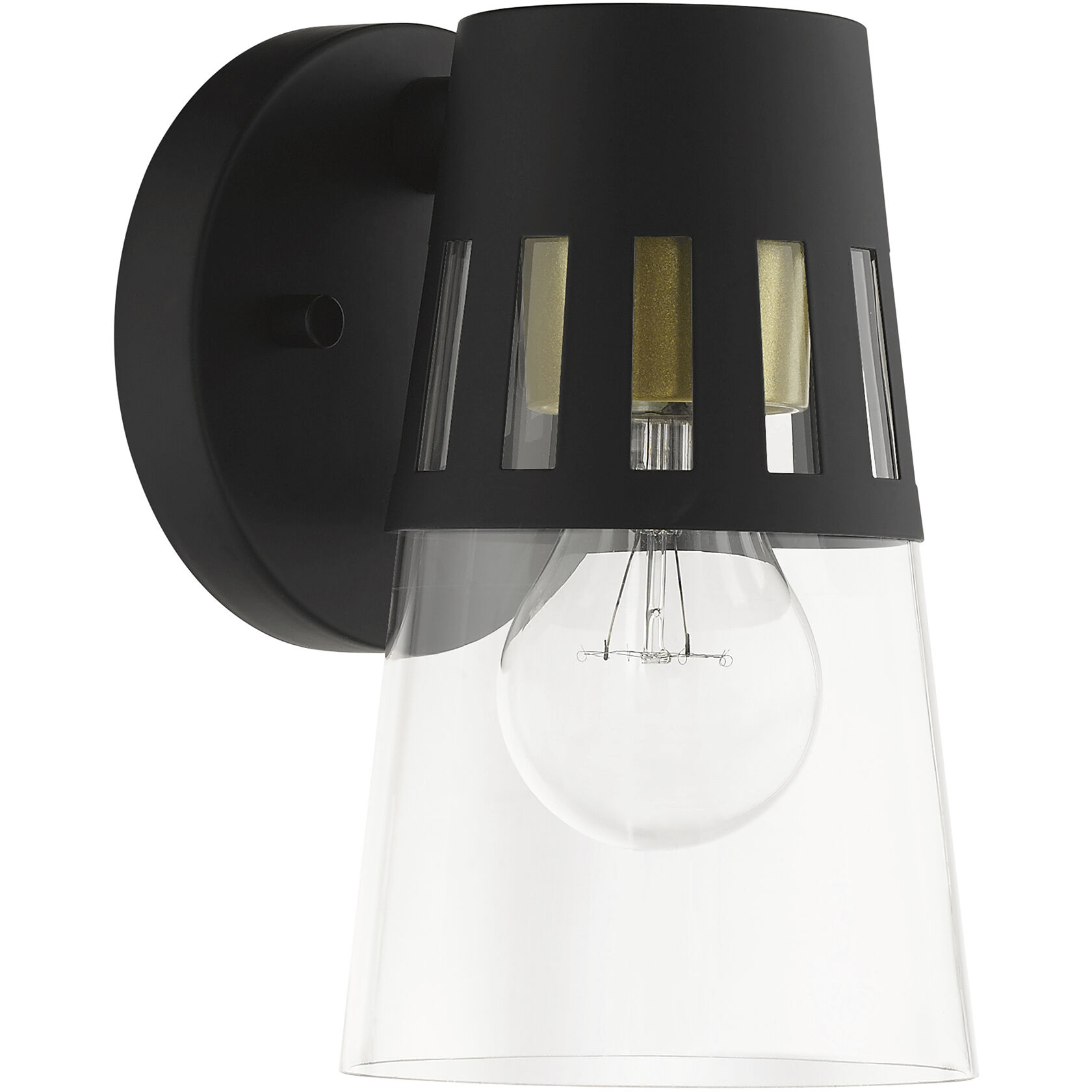 Covington 1 Light 8 inch Black with Soft Gold Finish Accents Outdoor Wall Lantern, Small