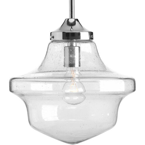 Academy 1 Light Polished Chrome Pendant Ceiling Light in Clear Seeded Light Seeded Glass