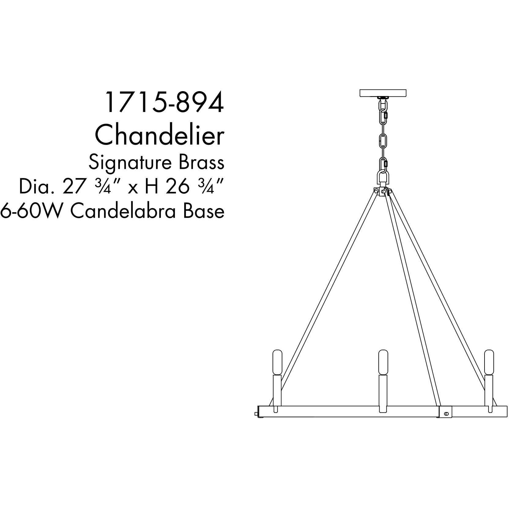 Dutton 6 Light 27.75 inch Signature Brass Chandelier Ceiling Light