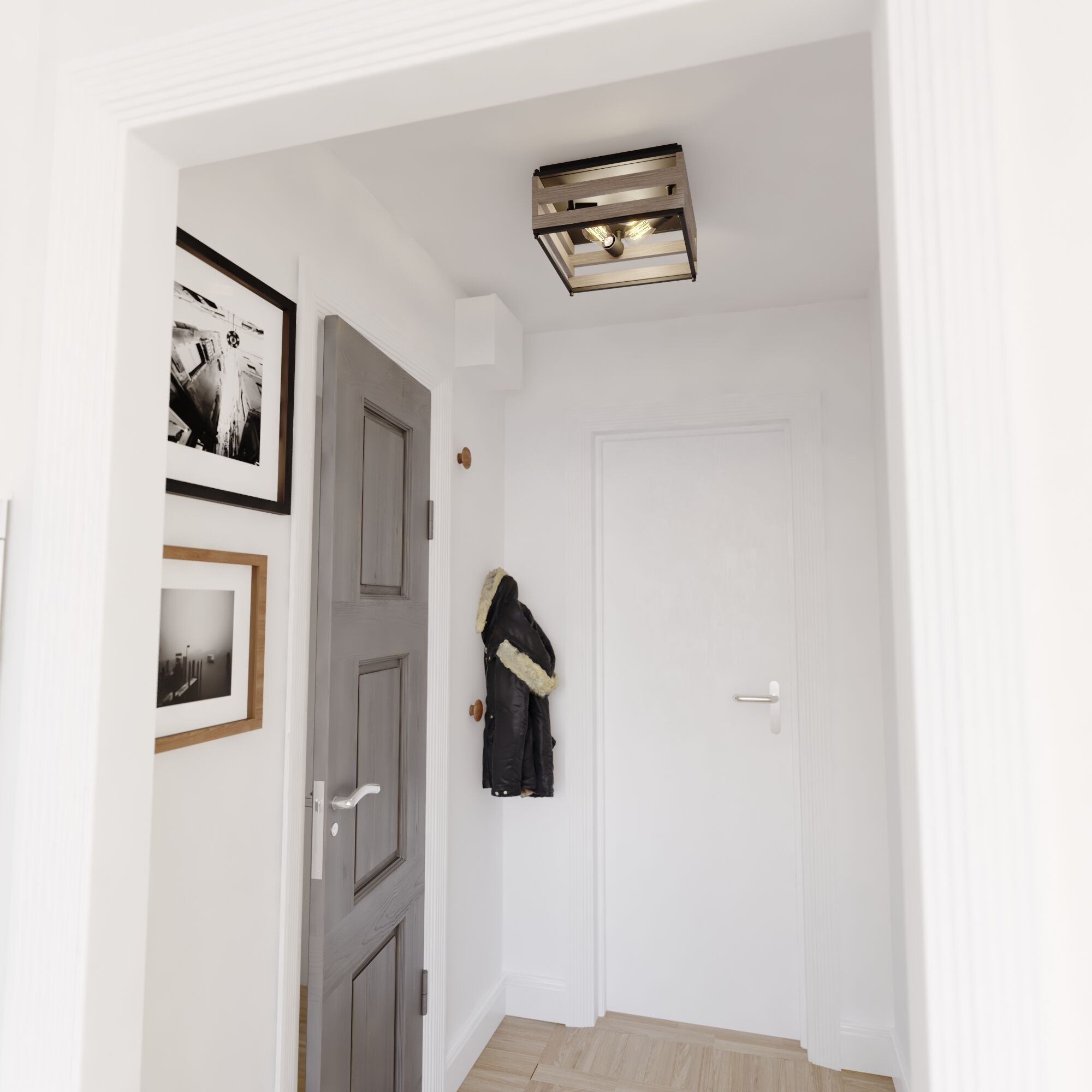 Ravenswood LED 13 inch Matte Black and Burnished Maple Flush Mount Ceiling Light