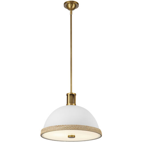 Doral 2 Light 16.38 inch Matte White and Vintage Brass Pendant Ceiling Light