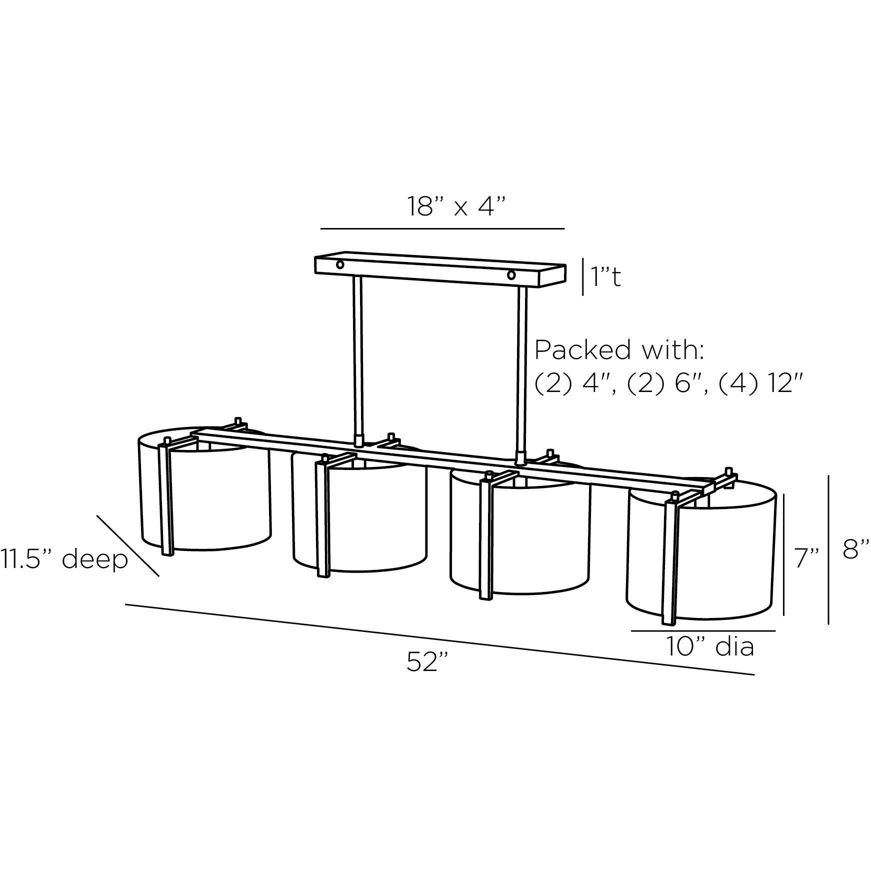 Zachary 4 Light 52 inch Taupe Chandelier Ceiling Light