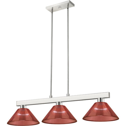 Cobalt 3 Light 46 inch Brushed Nickel Billiard Ceiling Light in Burgundy Acrylic