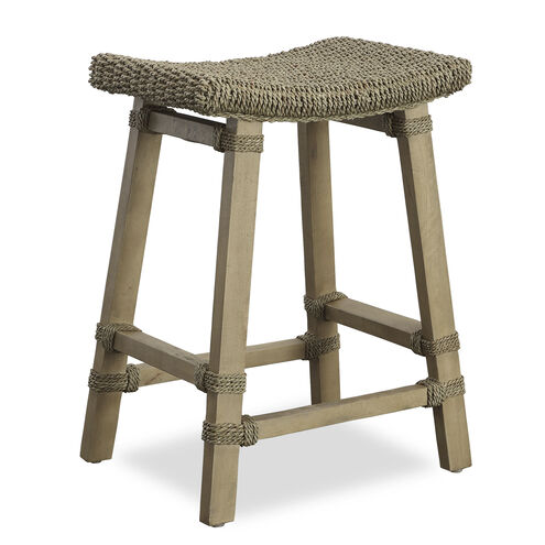 Everglade 26.5 inch Mango Wood with Sea Grass and Rattan Counter Stool