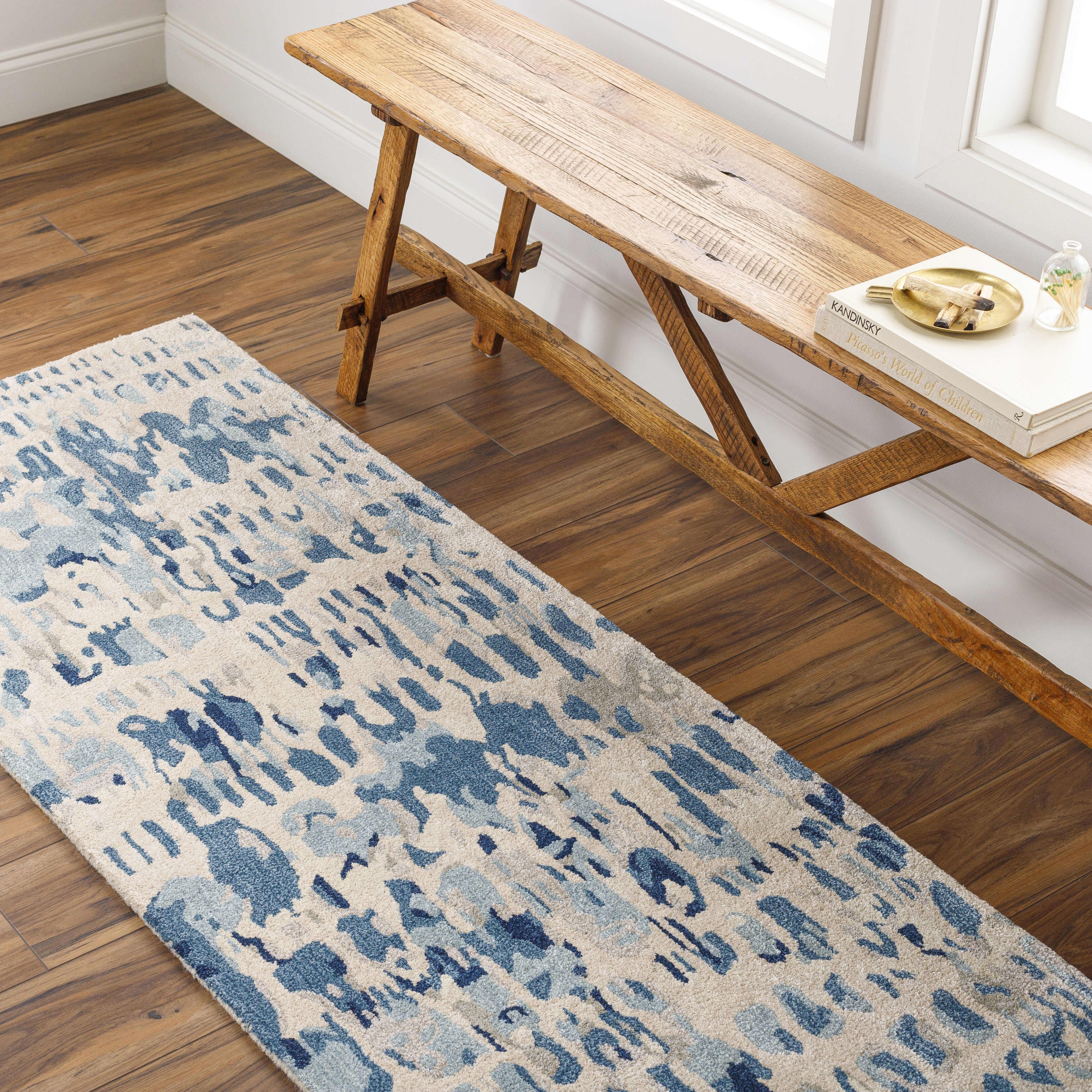 Kavita 96 X 30 inch Navy Rug in 2.5 x 8, Runner