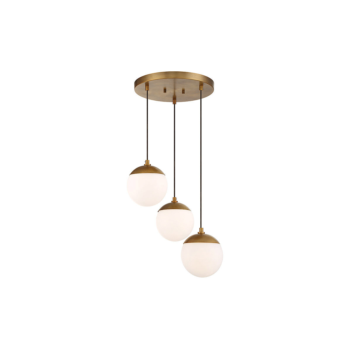 Mid-Century 3 Light 13 inch Natural Brass Chandelier Ceiling Light