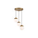 Mid-Century 3 Light 13 inch Natural Brass Chandelier Ceiling Light
