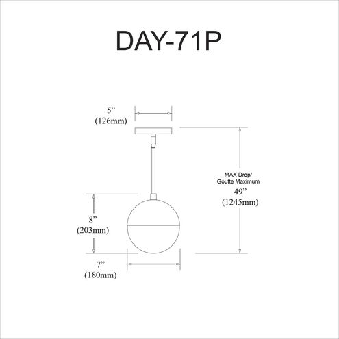 Dayana 1 Light 7 inch Polished Chrome Pendant Ceiling Light