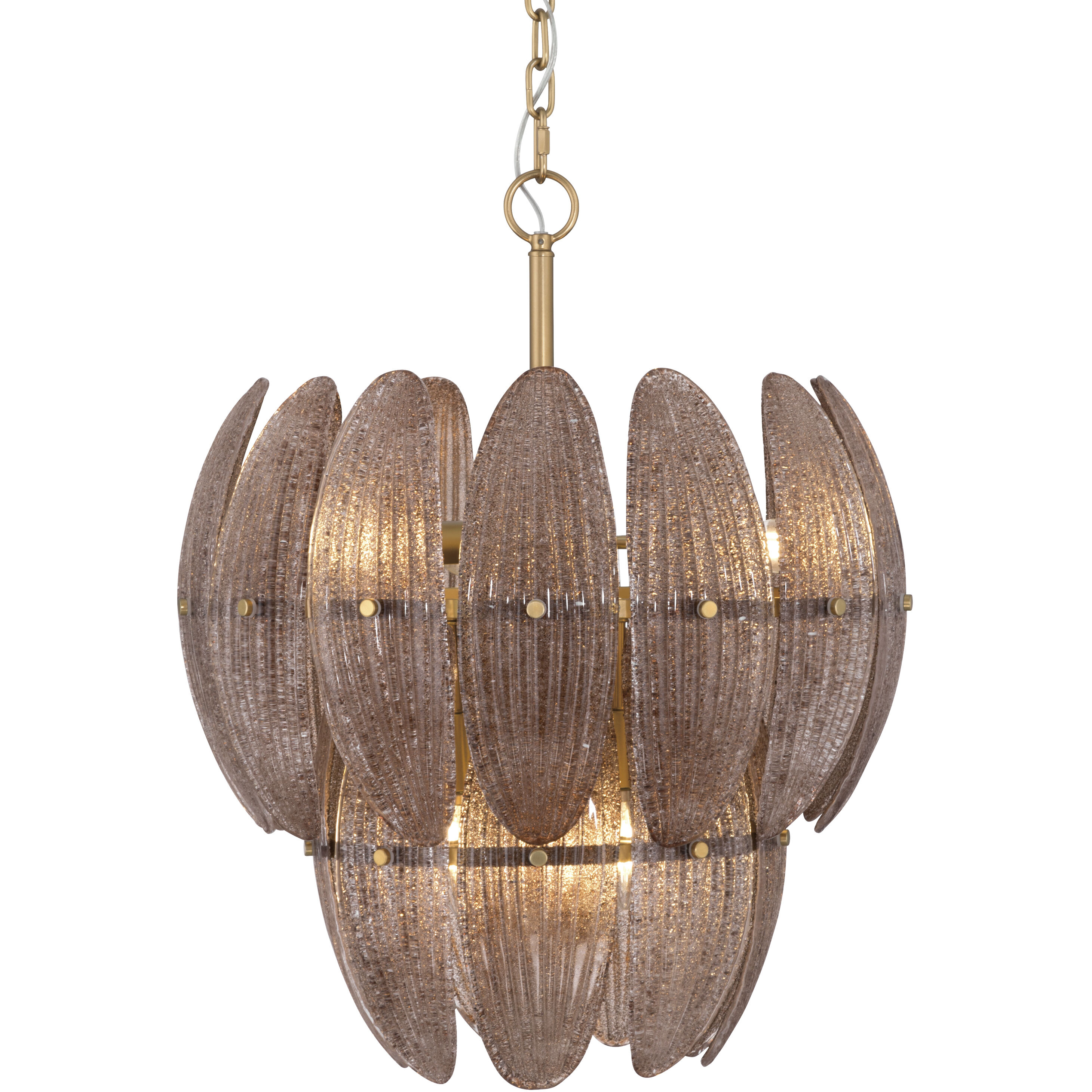 Marclaire 6 Light 19.75 inch Legacy Brass Pendant Ceiling Light in Brown Textured Handmade Glass