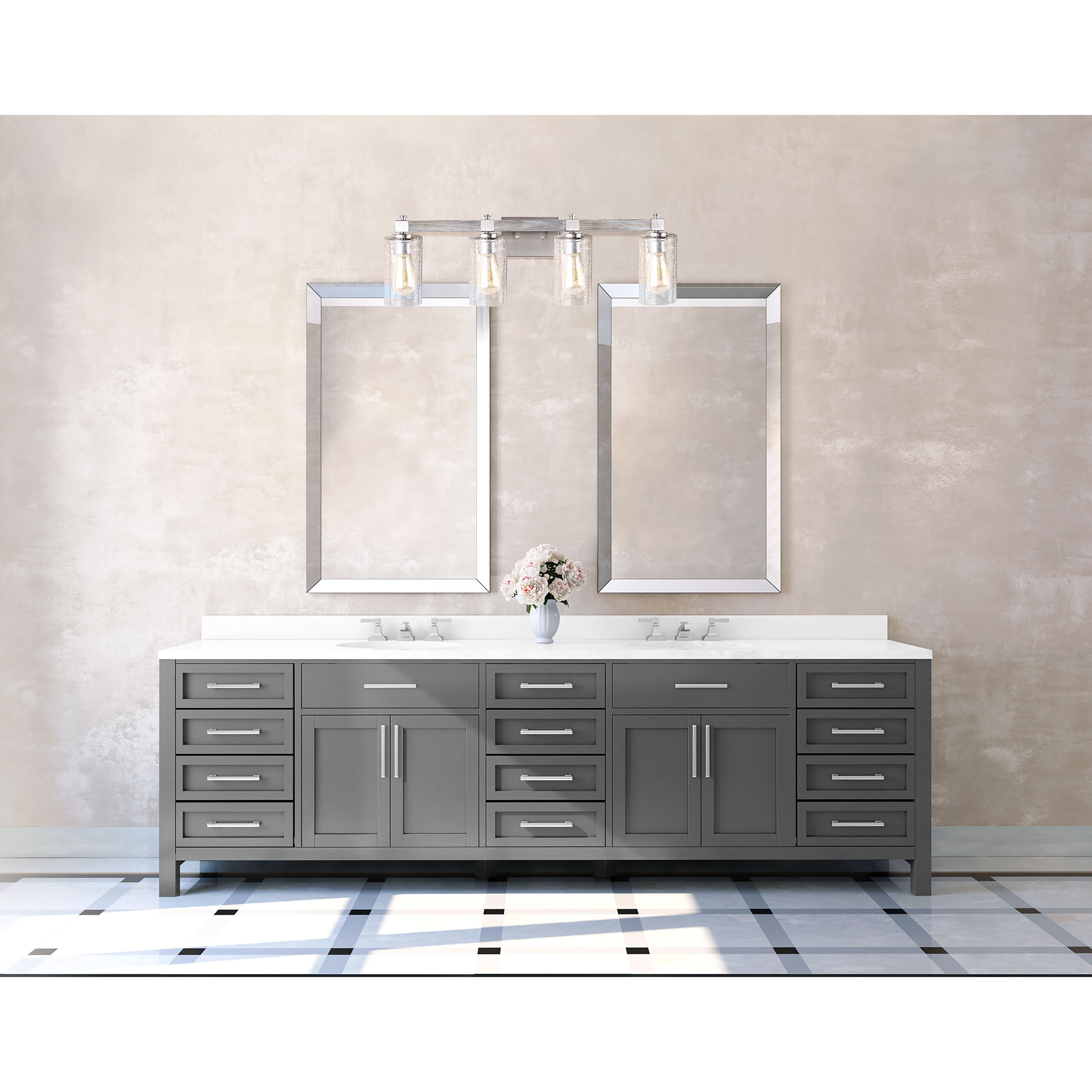 Westbury 4 Light 5.5 inch Painted Grey Wood Effect and Brushed Nickel Bath Vanity Wall Light