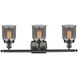 Ballston Small Bell 3 Light 26 inch Oil Rubbed Bronze Bath Vanity Light Wall Light in Plated Smoke Glass, Ballston
