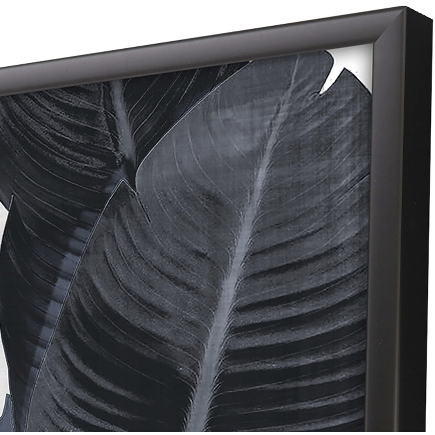 Palm Noir Blue and White Framed Art