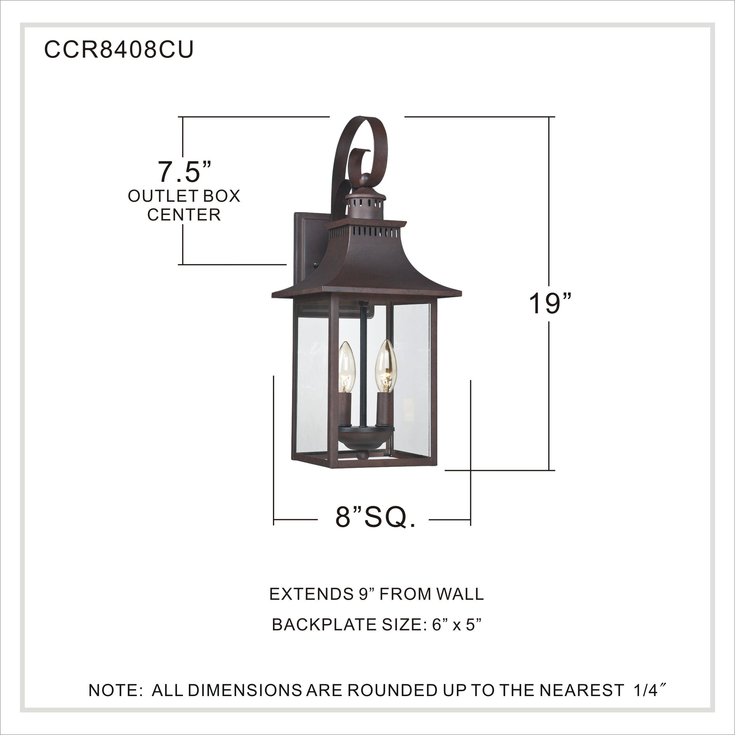 Chancellor 2 Light 19 inch Copper Bronze Outdoor Wall Lantern