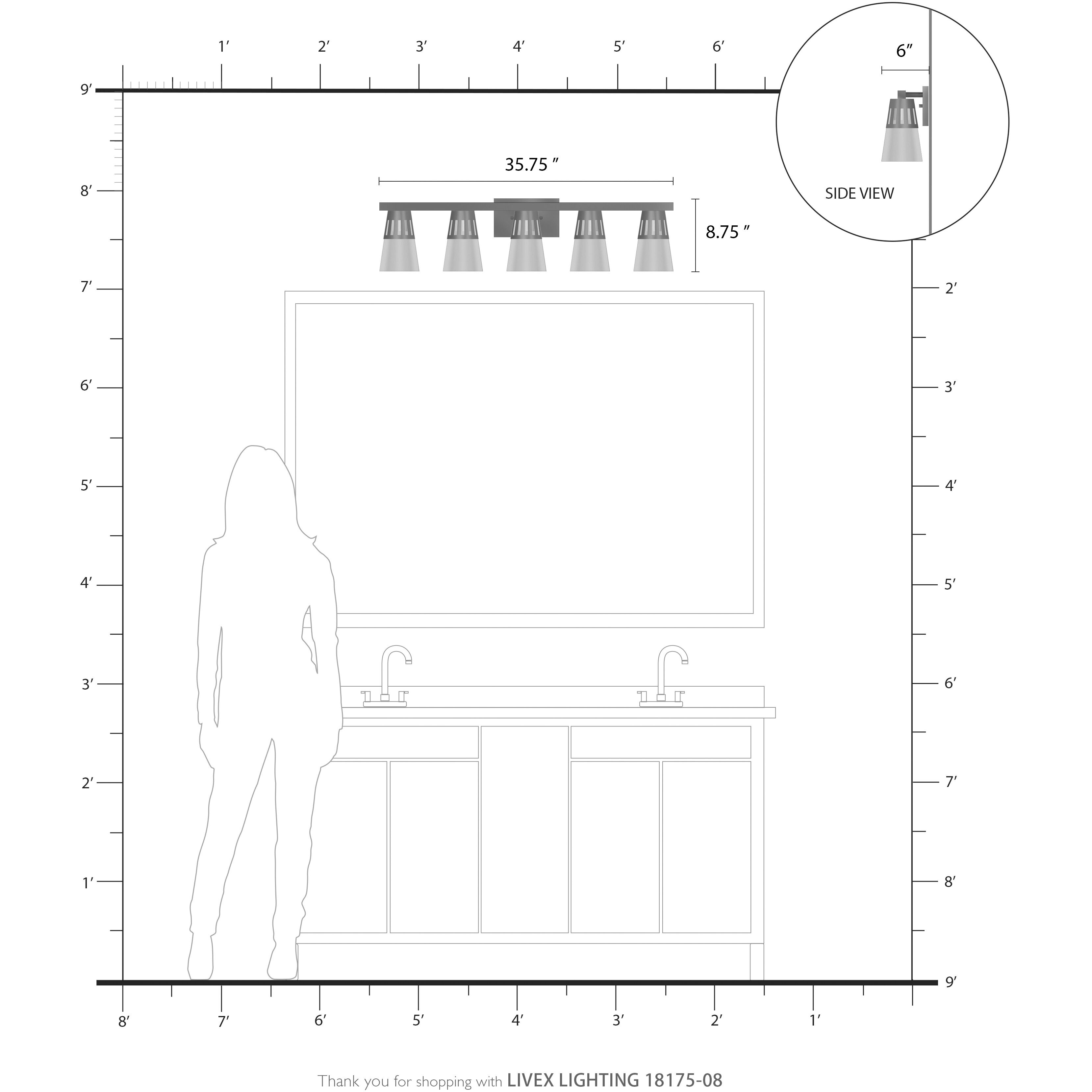 Bennington 5 Light 35.75 inch Natural Brass Large Vanity Sconce Wall Light